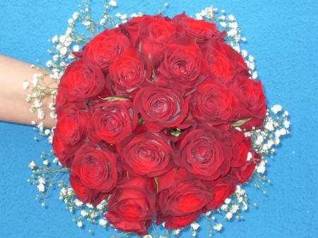 BUQUÊ NOIVA ROSAS VERMELHAS TIPO EXPORTAÇÃO 36 ROSAS