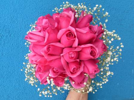 BUQUÊ NOIVA ROSAS PINK 24 ROSAS